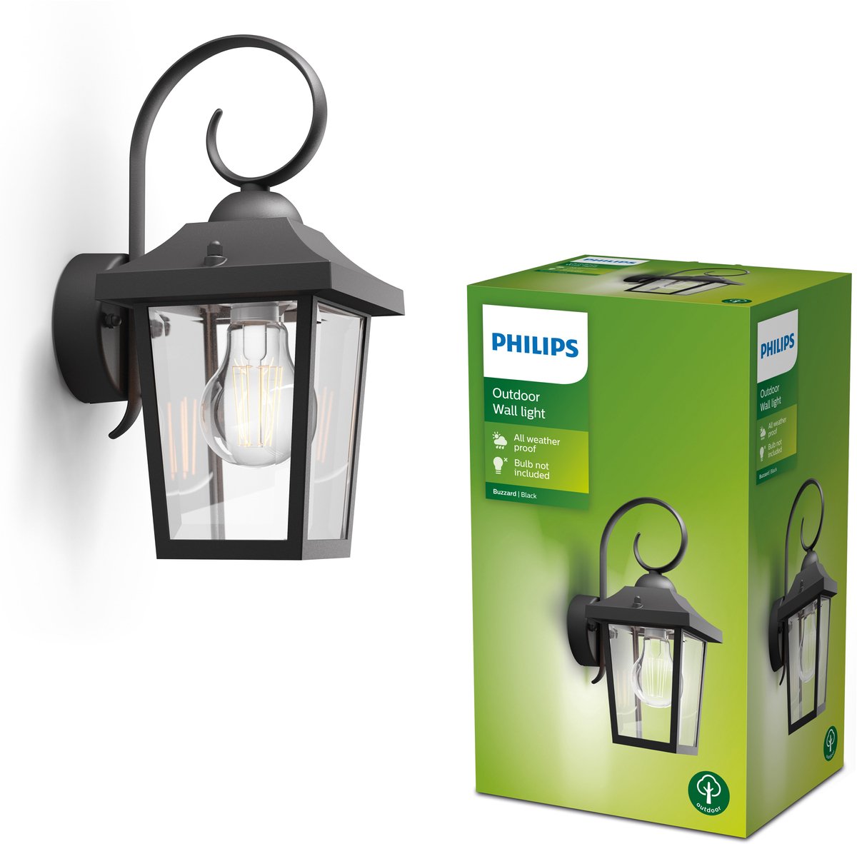 Philips LED Philips Buzzard lámpara de pared para exterior - negro