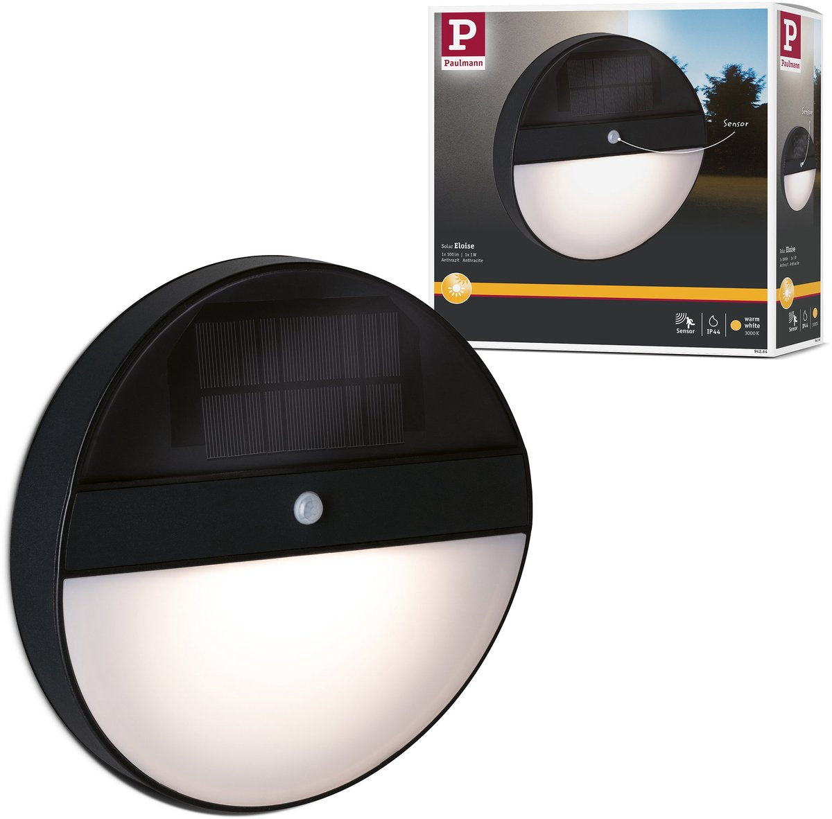 Paulmann solare LED da parete per esterno elios rilevatore di movimento ip44 3000k 50lm antracite