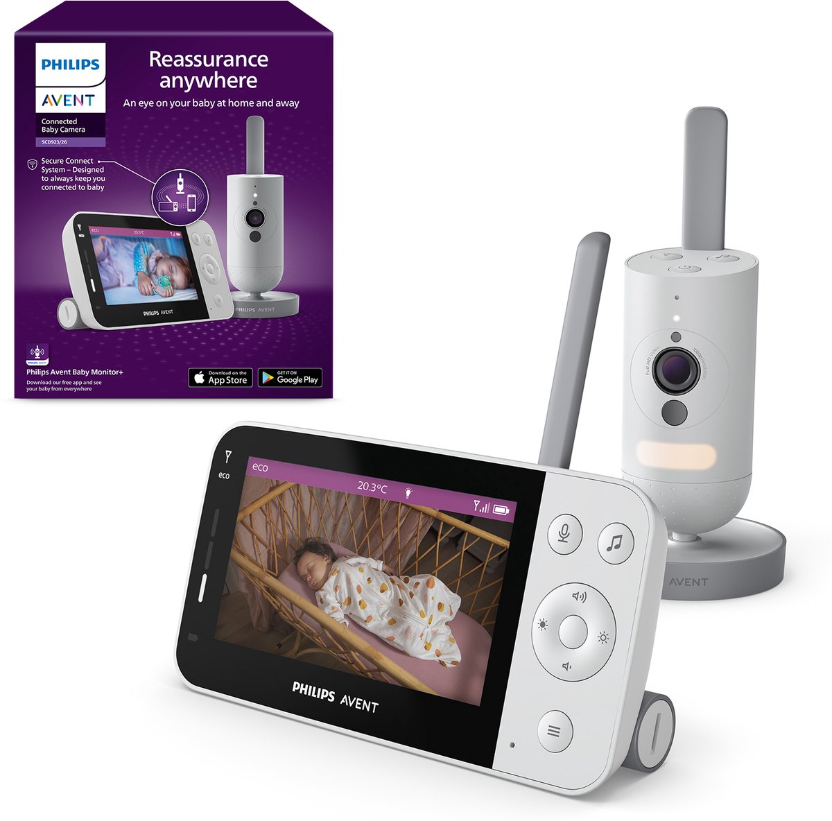 Philips avent babyfoon met camera en app - lichtgrijs - babymonitor - scd921 26