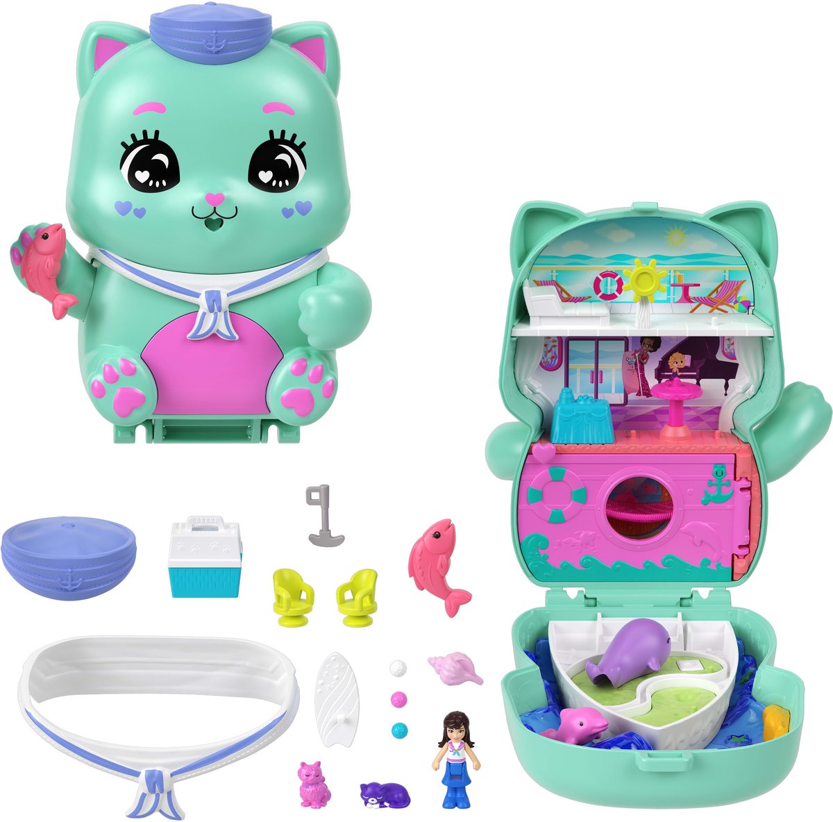 Set da gioco compatto Polly Pocket: gattino salpa