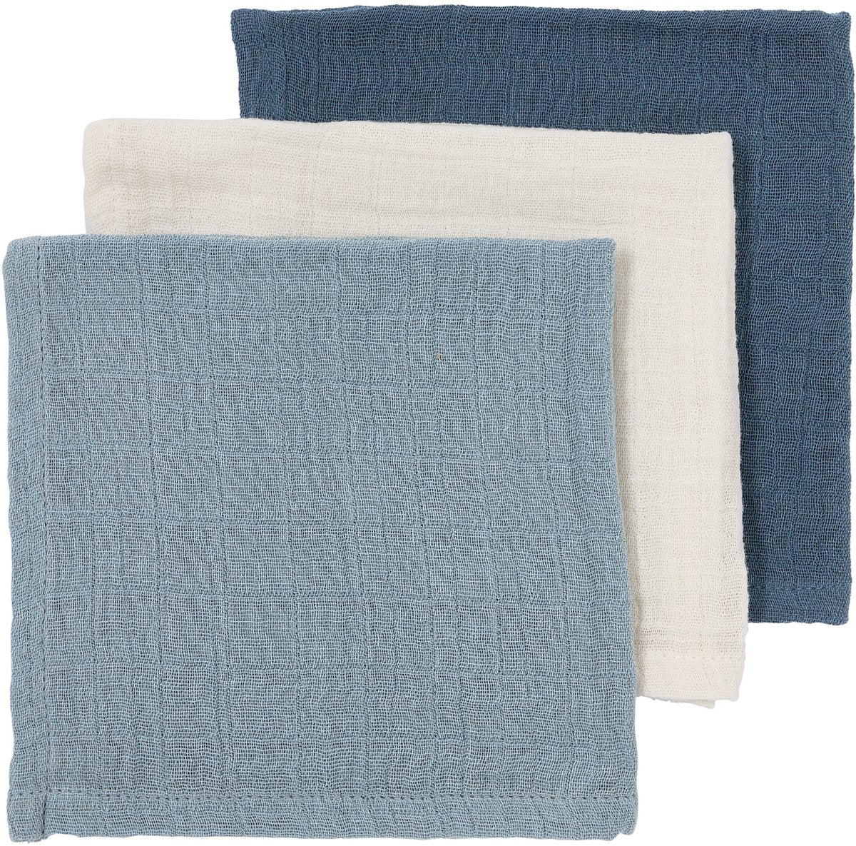 Meyco baby uni salviette viso idrofile prelavate - idrofile prelavate - jeans naturali blu indaco - 30x30 cm - confezione da 3