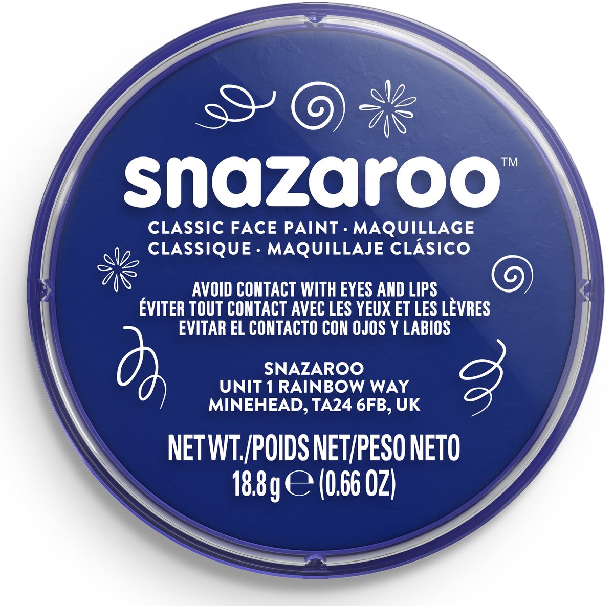 Snazaroo 1118333 - blu scuro - pittura per il viso aqua da 18 ml pittura per il viso per bambini e adulti