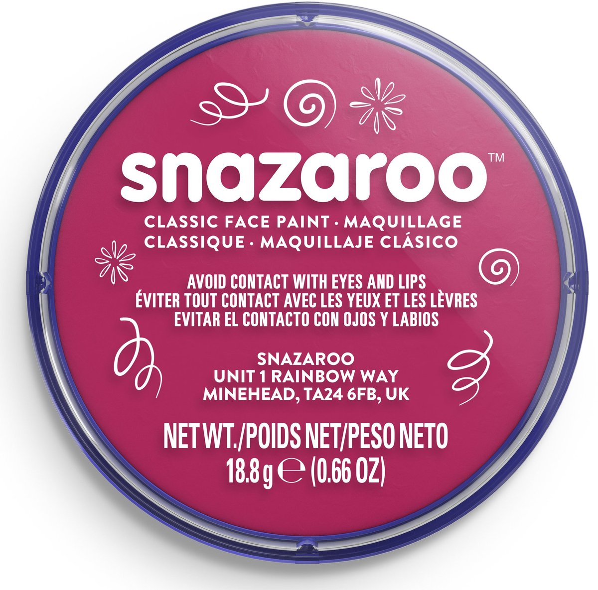 Snazaroo 1118599 - rosa fucsia - pintura facial aqua 18ml pintura facial infantil para niños y adultos