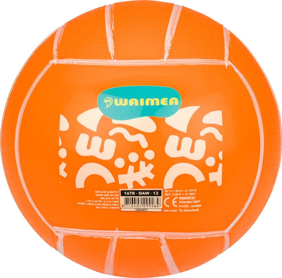 Pelota de playa Waimea - PVC - 13 cm - naranja flúor