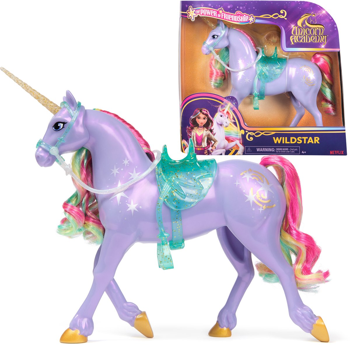 Unicorn academy - unicornio Wildstar 28 cm con accesorios - juguete de unicornio - figuras de juego