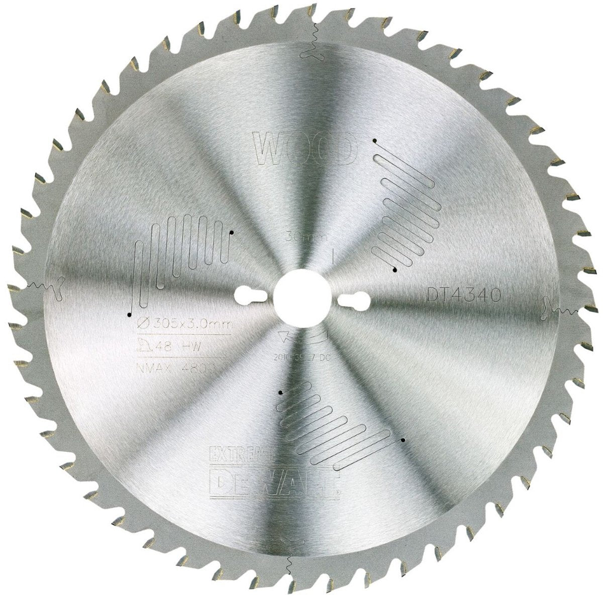 Accesorios Dewalt hoja de sierra circular 305x30x48t, dientes alternos, positivo 10°, muesca 3.0mm - dt4340-qz