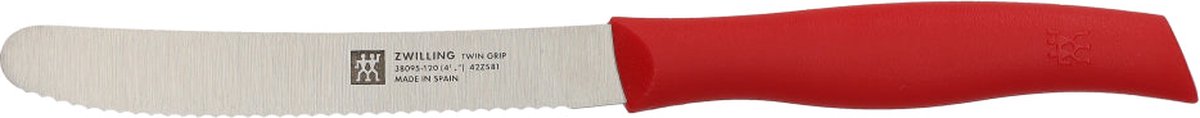 Zwilling twin grip rood mes universeel getand 12 cm 38095-121