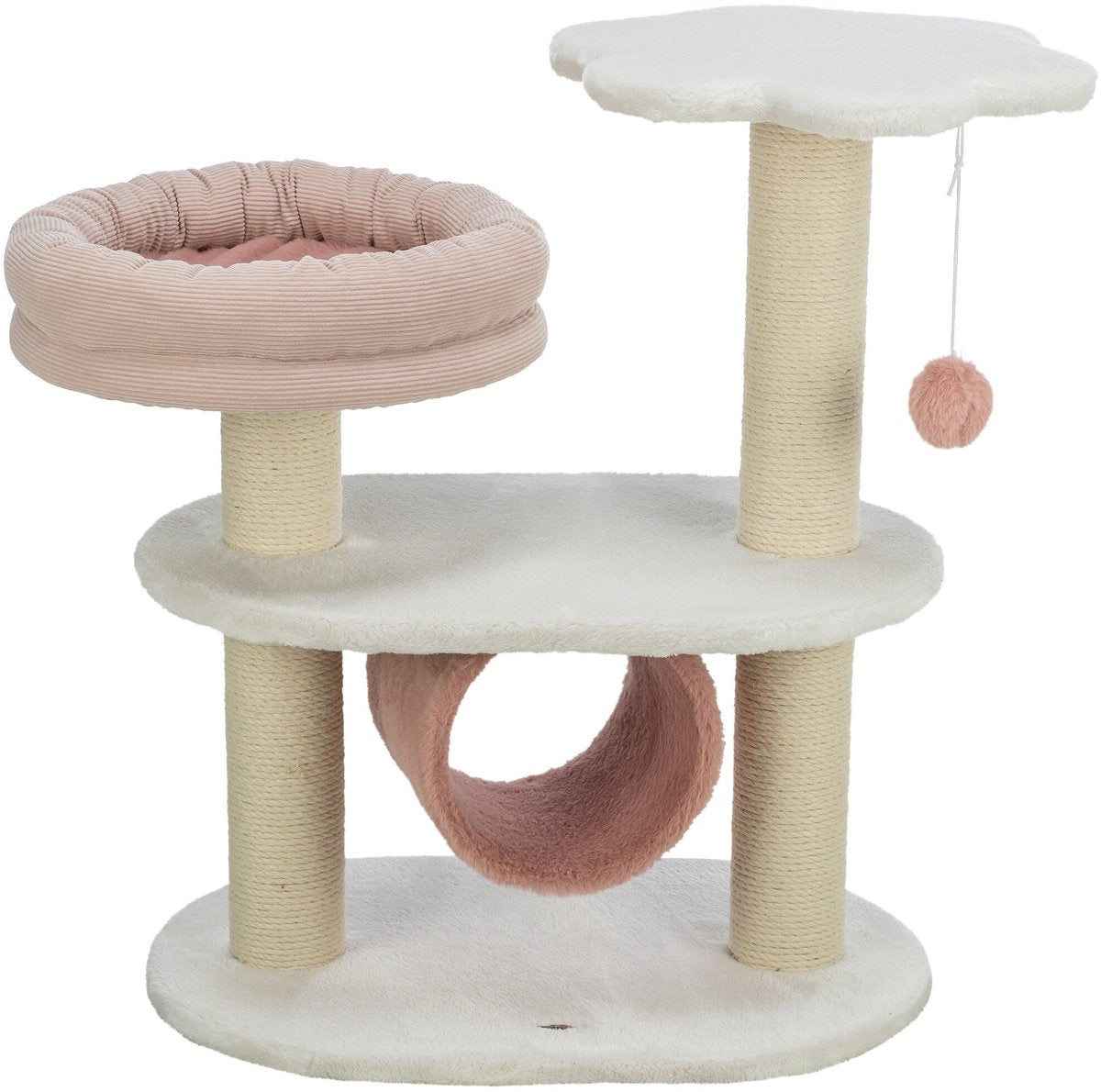 Trixie tiragraffi isabella - tiragraffi di lusso con piattaforma sdraiata e palla da gioco - 58x38x70 cm