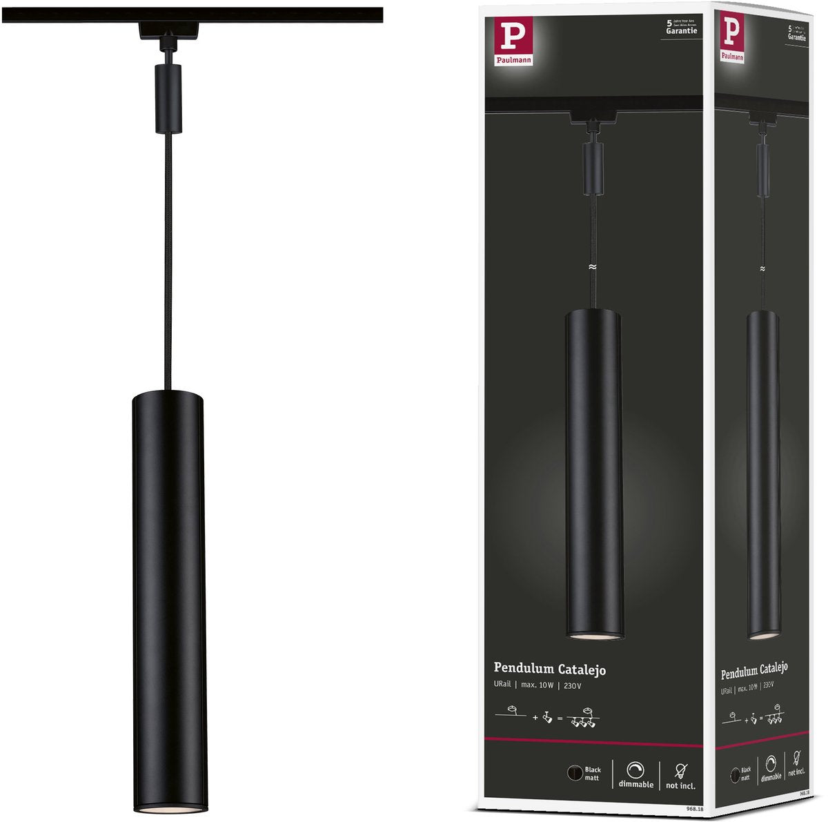 Paulmann urail pendels catalejo gu10 max. 10w dimbaar 230v zwart mat