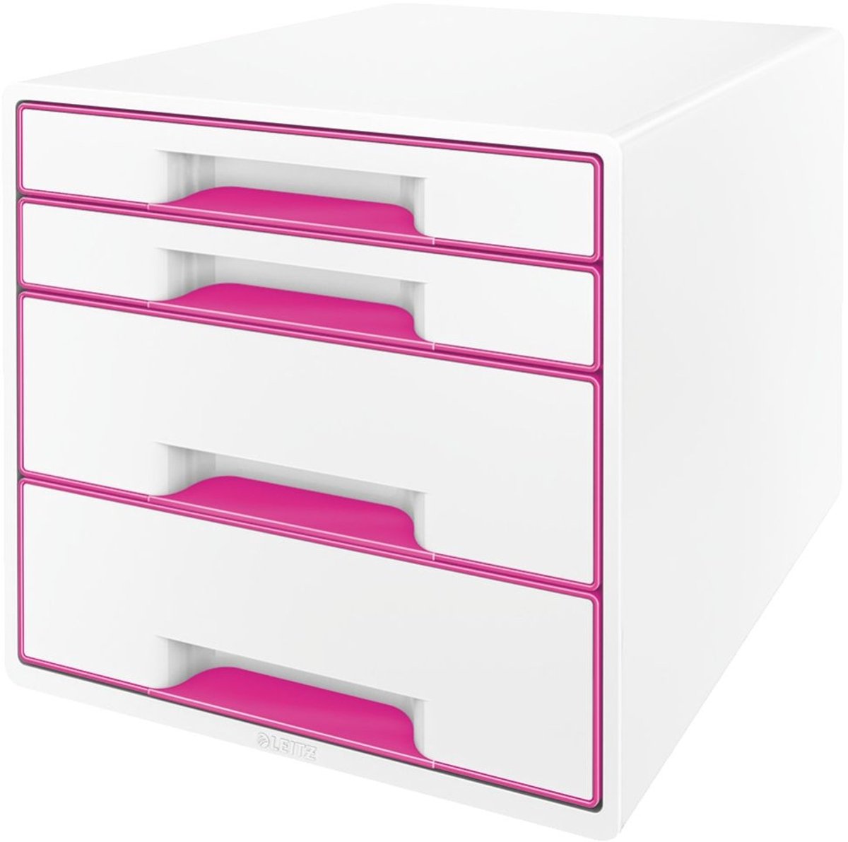 Cassettiera Leitz wow cube con 4 cassetti - contenitore con scomparti - per l'ufficio e il lavoro da casa - ideale per l'home office - bianco rosa