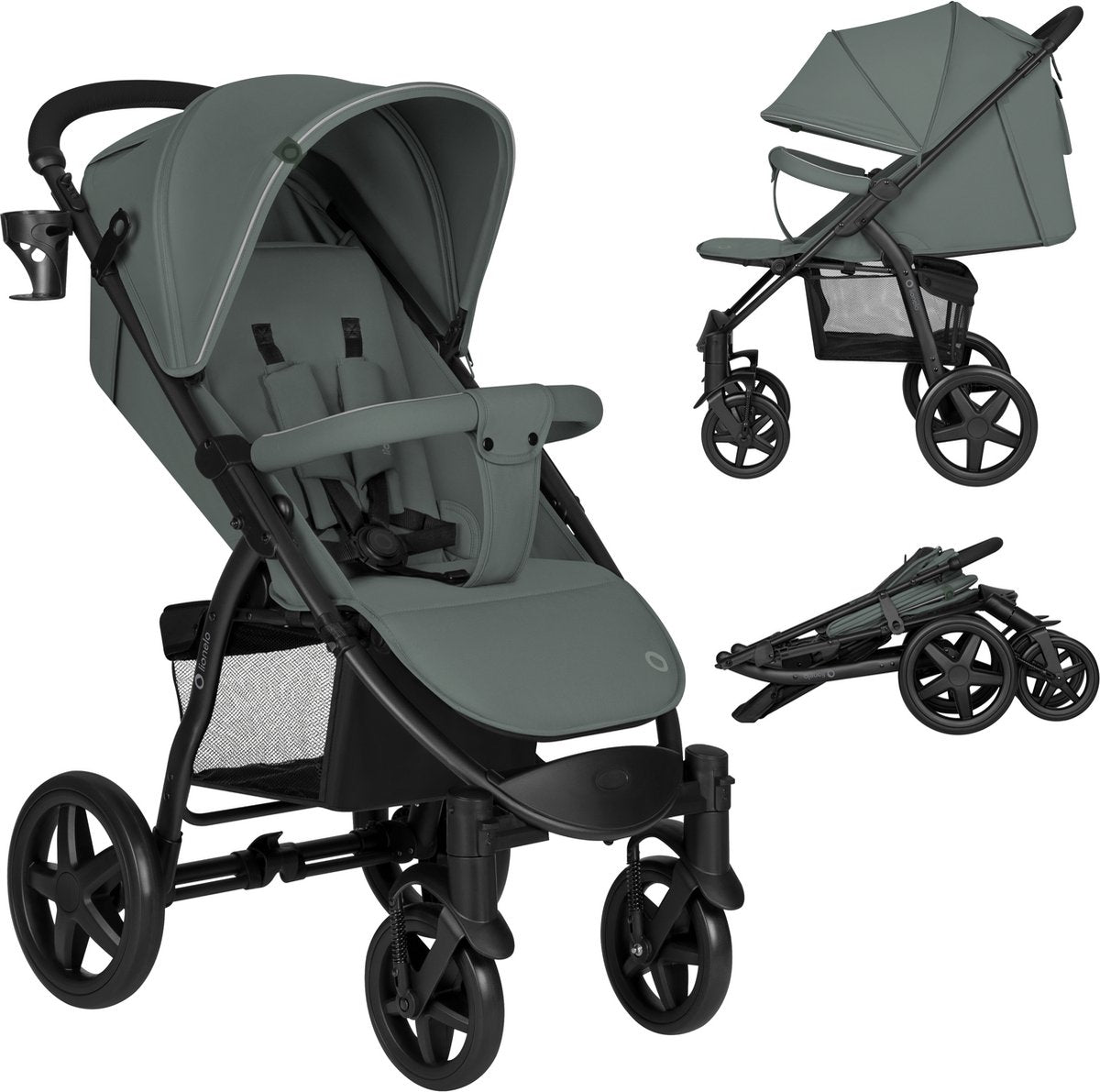 Lionelo buggy annet plus – lichtgewicht inklapbaar – grote massieve wielen met vering – inclusief voetenzak, klamboe bekerhouder – verstelbare rugleuning voetsteun – wandelwagen vanaf de geboorte tot 22 kg – kinderwagen