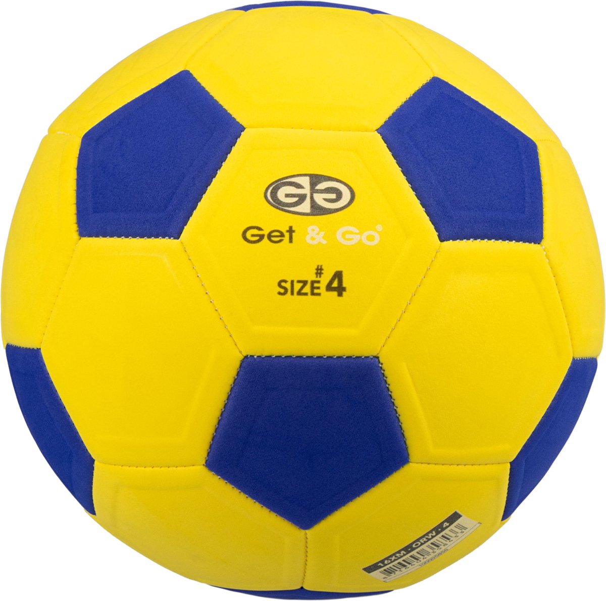 Get go curve bal - kickerball - geel blauw voetbal - curvebal - maat 4 - diameter ca. 21 cm