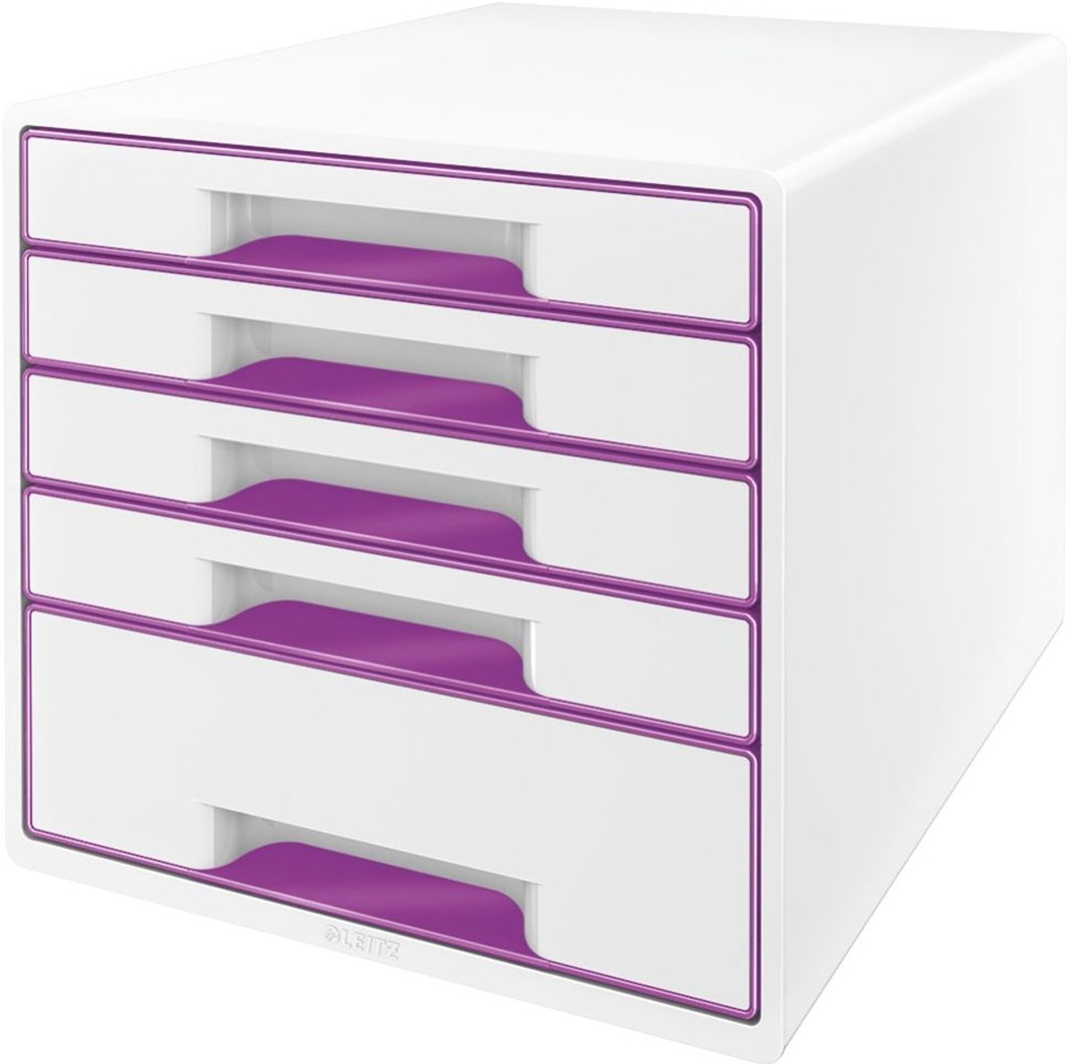 Cassettiera Leitz wow cube con 5 cassetti - contenitore con scomparti - bianco viola