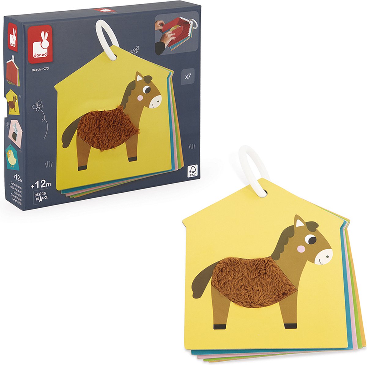 Janod - granja - tarjetas táctiles de cartón