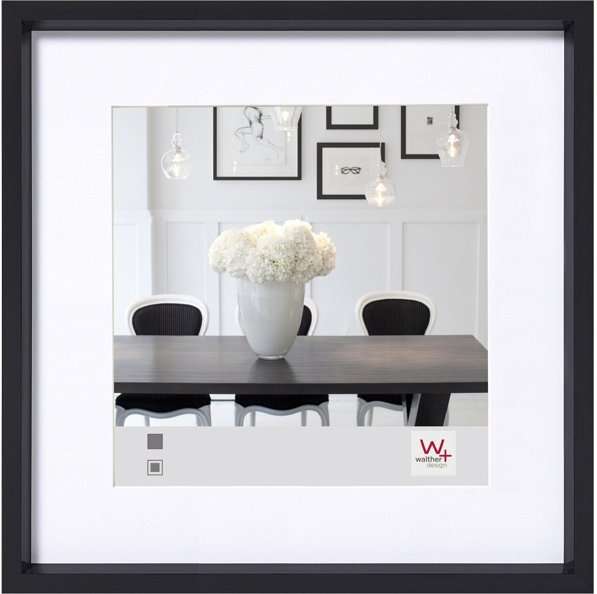 Stile Walther in acciaio - cornice in plastica - misura foto 20x20 cm - nera