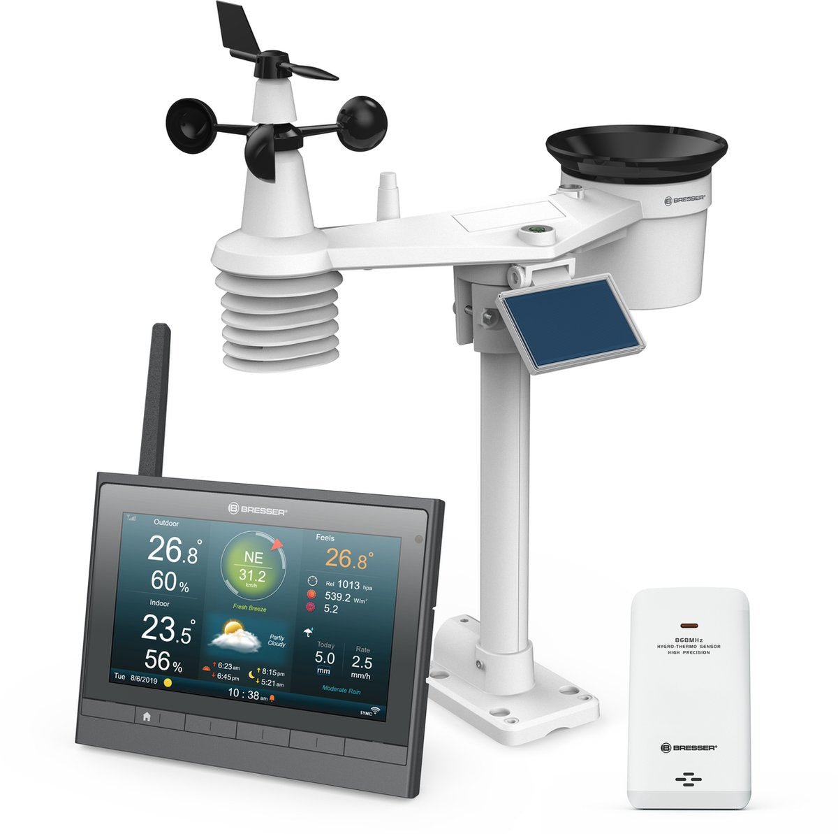 Bresser weerstation - meteochamp - 7-in-1 sensor - wlan - binnen buiten incl. solar sensor