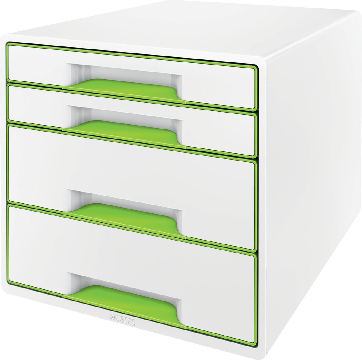Cassettiera Leitz wow cube con 4 cassetti - contenitore con scomparti - per l'ufficio e il lavoro da casa - ideale per l'home office - bianco verde