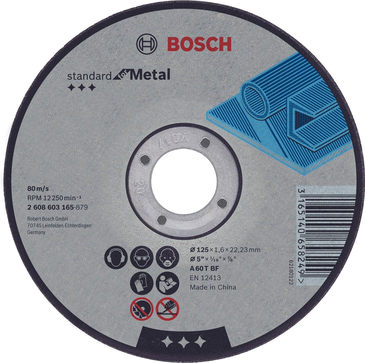 Accessori Bosch disco da taglio dritto standard per metallo a 30 s bf, 125 mm, 22,23 mm, 2,5 mm 1 pezzo - 2608603166