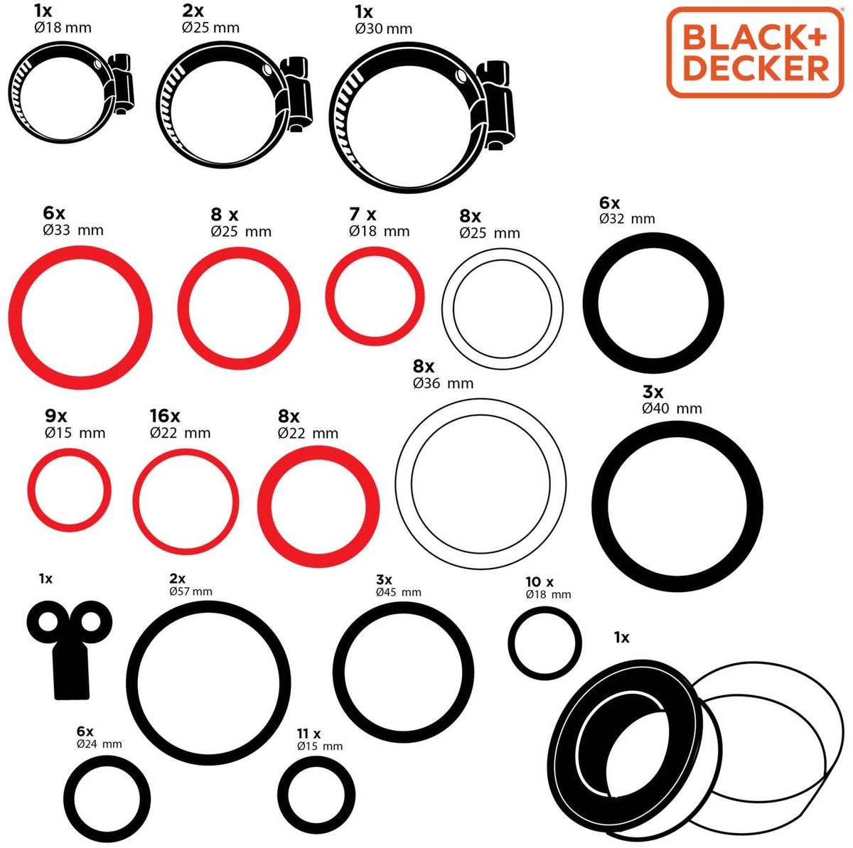 Set tubi aria Black+decker da 18 pezzi