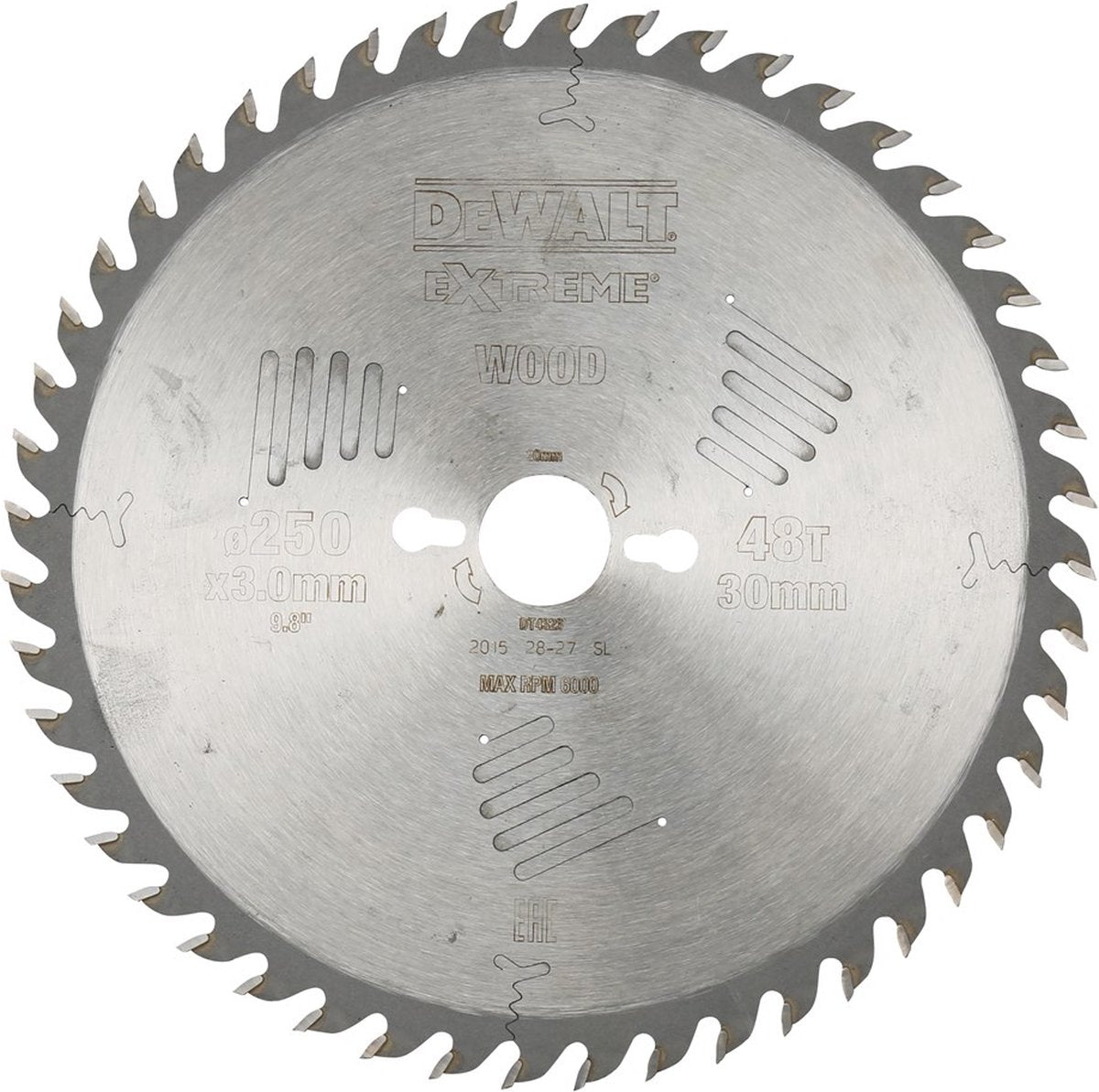 Dewalt cirkelzaagblad voor hout | extreme | ø 250mm asgat 30mm 48t - dt4323-qz