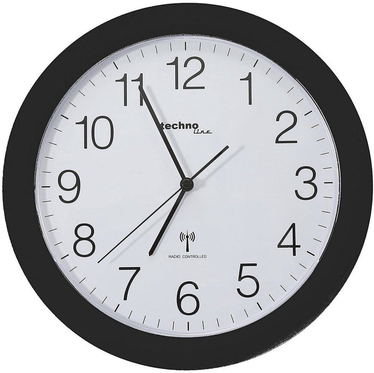 Technoline wt 8000 nero - orologio da parete - analogico - rotondo - finestra in plastica - display dell'ora radiocontrollato - nero