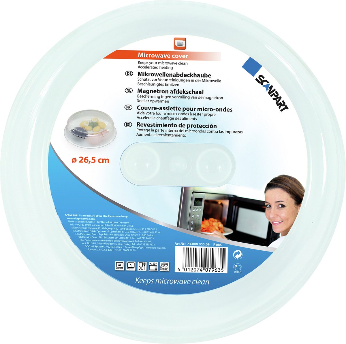 Coperchio per microonde Scanpart - diametro 26,5 cm - altezza 7 cm - trasparente - coperchio per microonde - resistente al calore fino a 110 gradi
