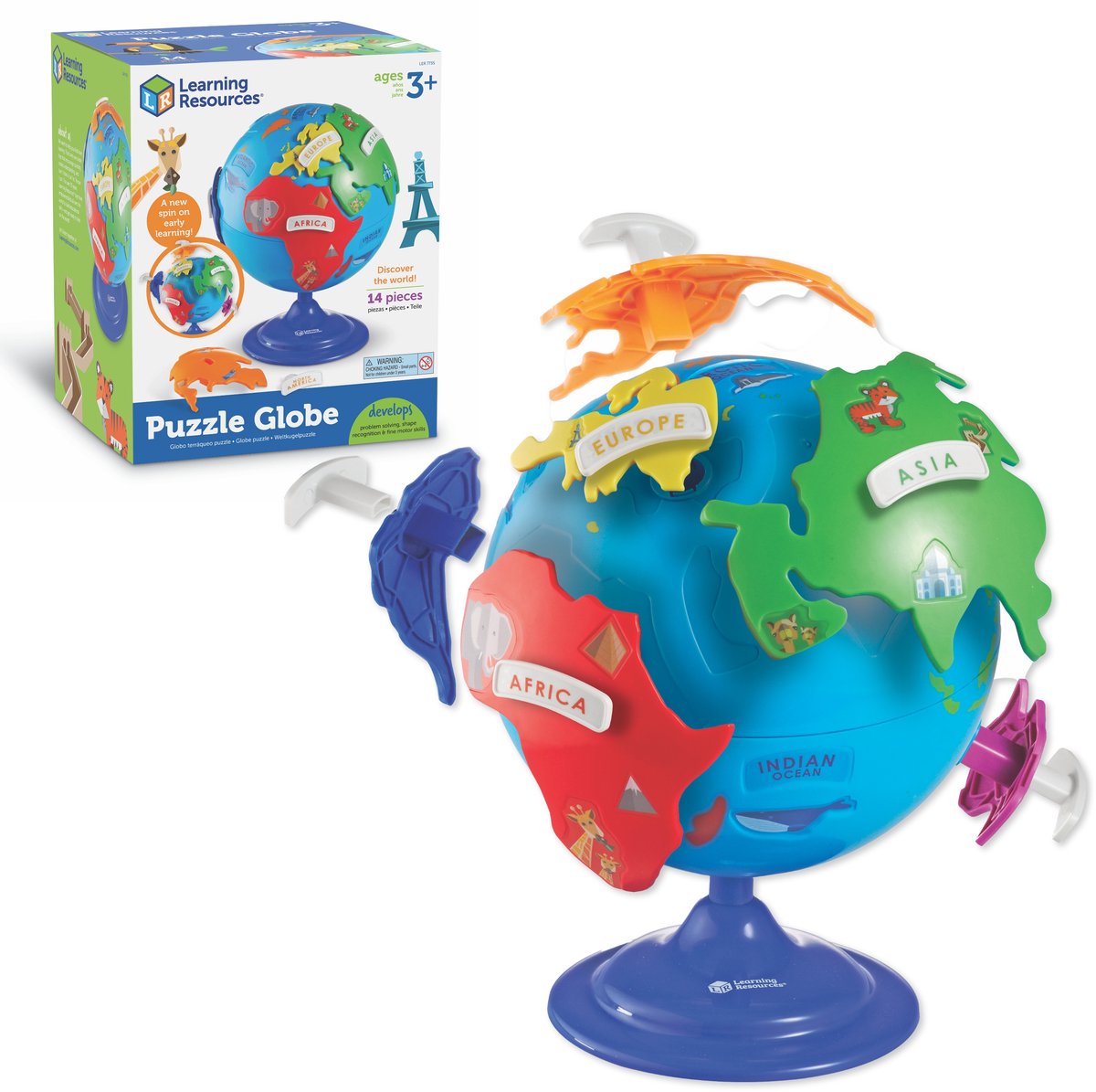 Mappamondo puzzle con risorse didattiche - 3+