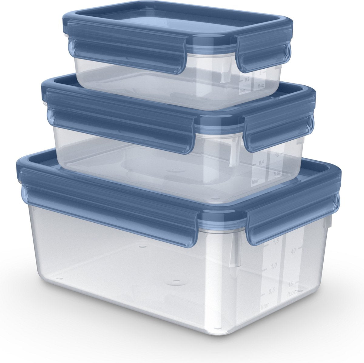 Tefal masterseal - contenitori per alimenti - 3 pezzi - 0,55 l 1 l 2,2 l - durevole - 100% a tenuta stagna