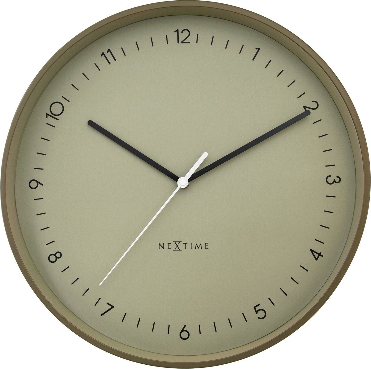 Nextime berlin l – wandklok – 40 cm – metaal – khaki – stil