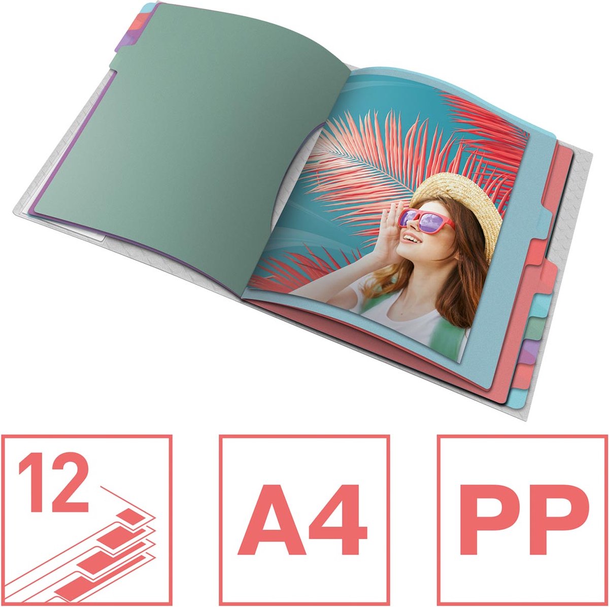 Carpeta clasificadora Esselte colour'breeze, pp, ft a4, 12 pestañas, surtida