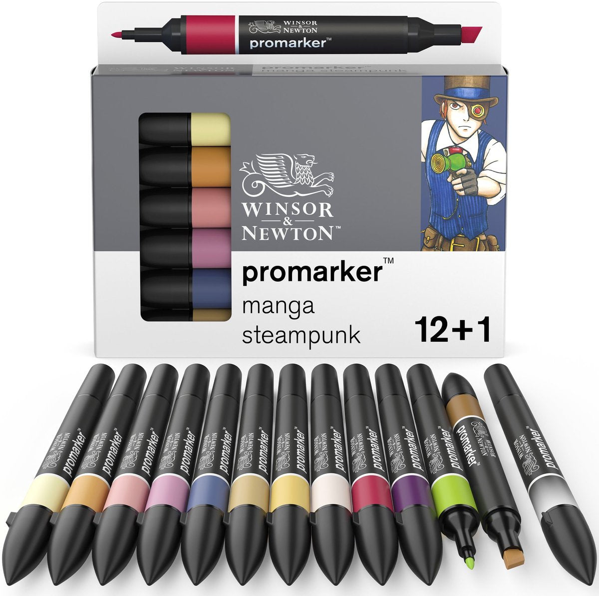 Winsor newton promarker™ 12+1 manga steampunk set | professionele layoutmarkers alcoholmarkers