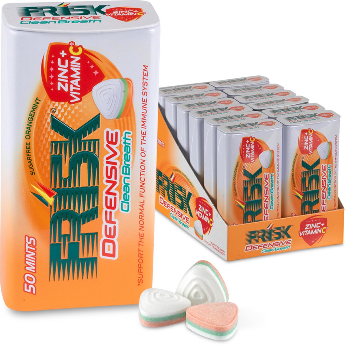 Frisk Defensive Orange - Fresh Makers - Senza zucchero - Vitamina C - 1x12 pezzi