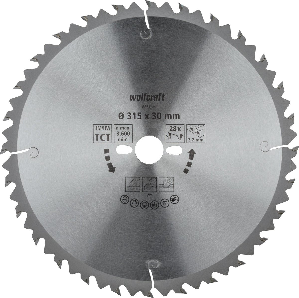 Wolfcraft - hoja de sierra circular de mesa 315x30mm - 28 dientes - hoja de sierra para sierra de mesa - serie verde - 6664000