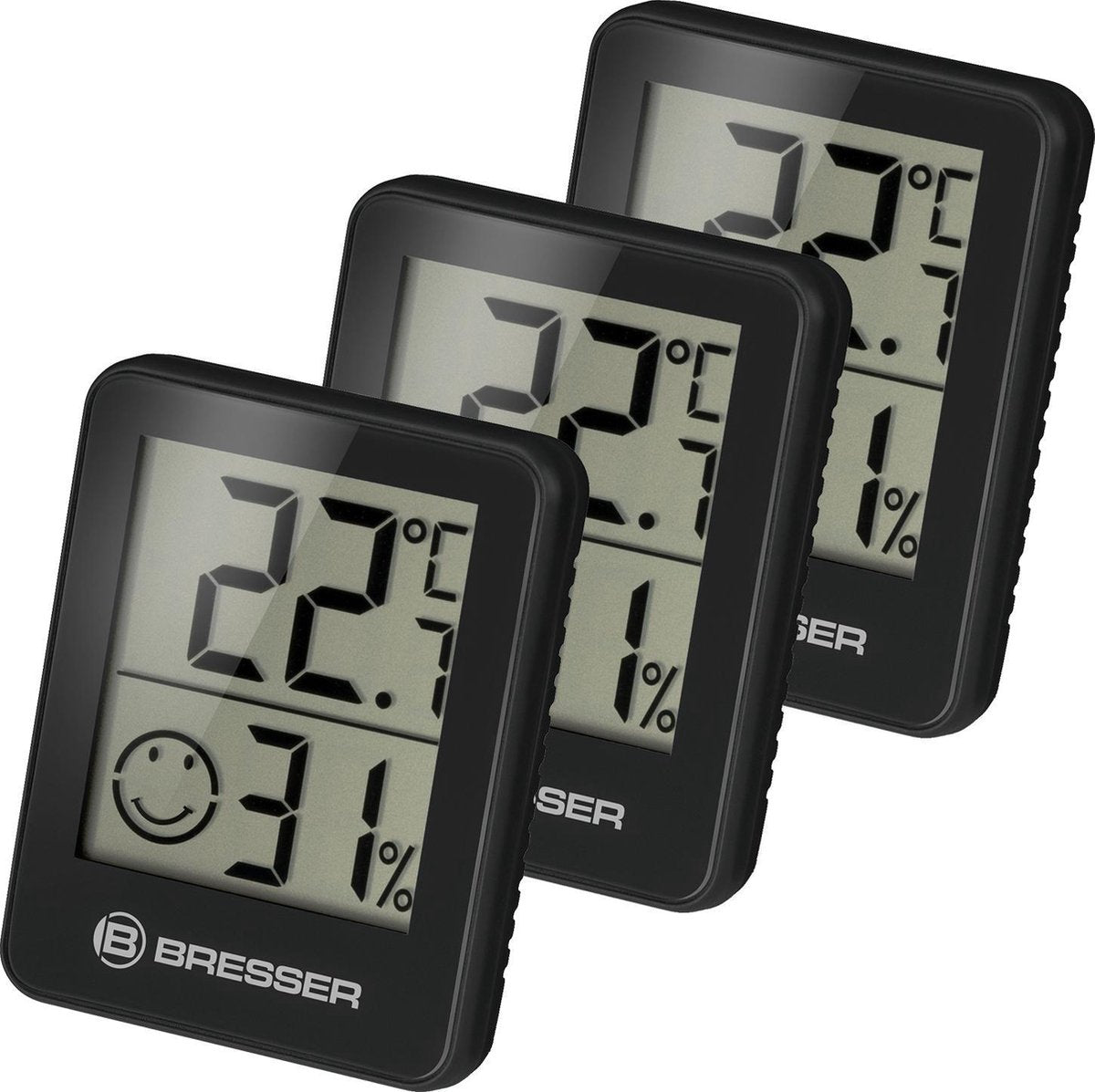 Bresser weerstation - climatemp hygro indicator - set van 3 - checkt binnenklimaat - zwart