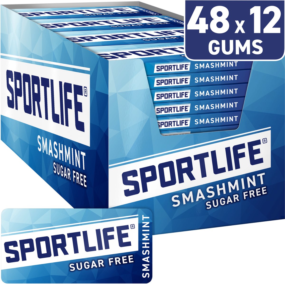 Sportlife smashmint kauwgom doos - 48 pakjes - 48x18g