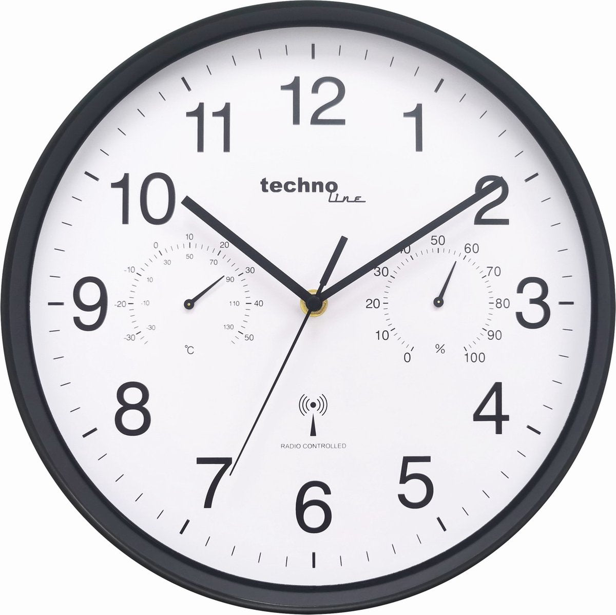 Technoline wt 8945 - reloj de pared - analógico - redondo - ventana de plástico - visualización de la hora radiocontrolada - temperatura interior - humedad interior - negro