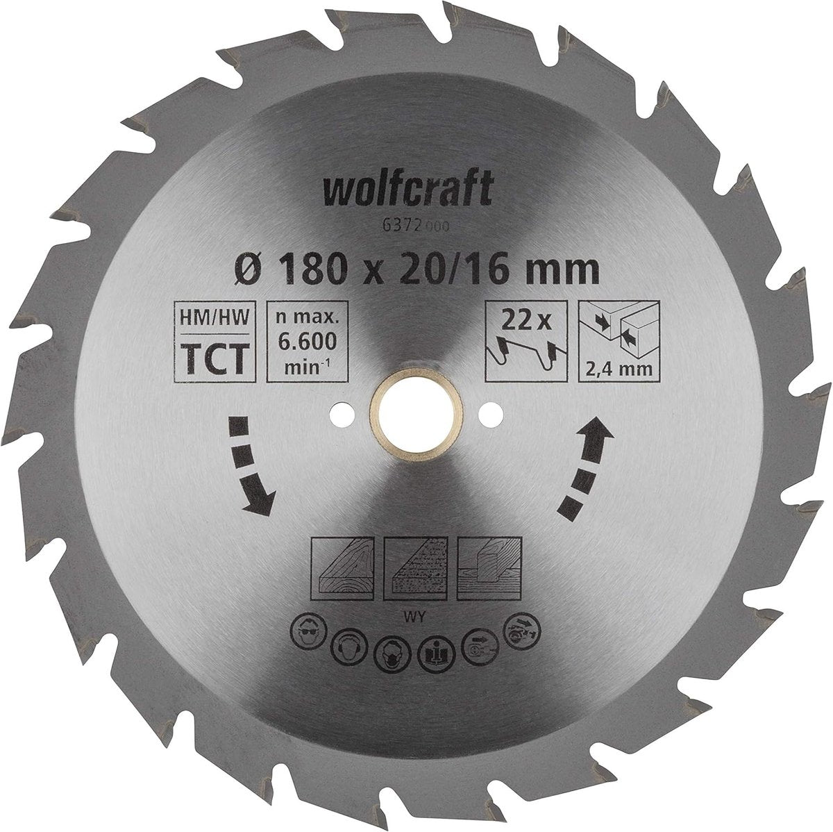 Wolfcraft - lama per sega circolare 180x20mm - 22 denti - lama per sega circolare - serie verde - 6372000