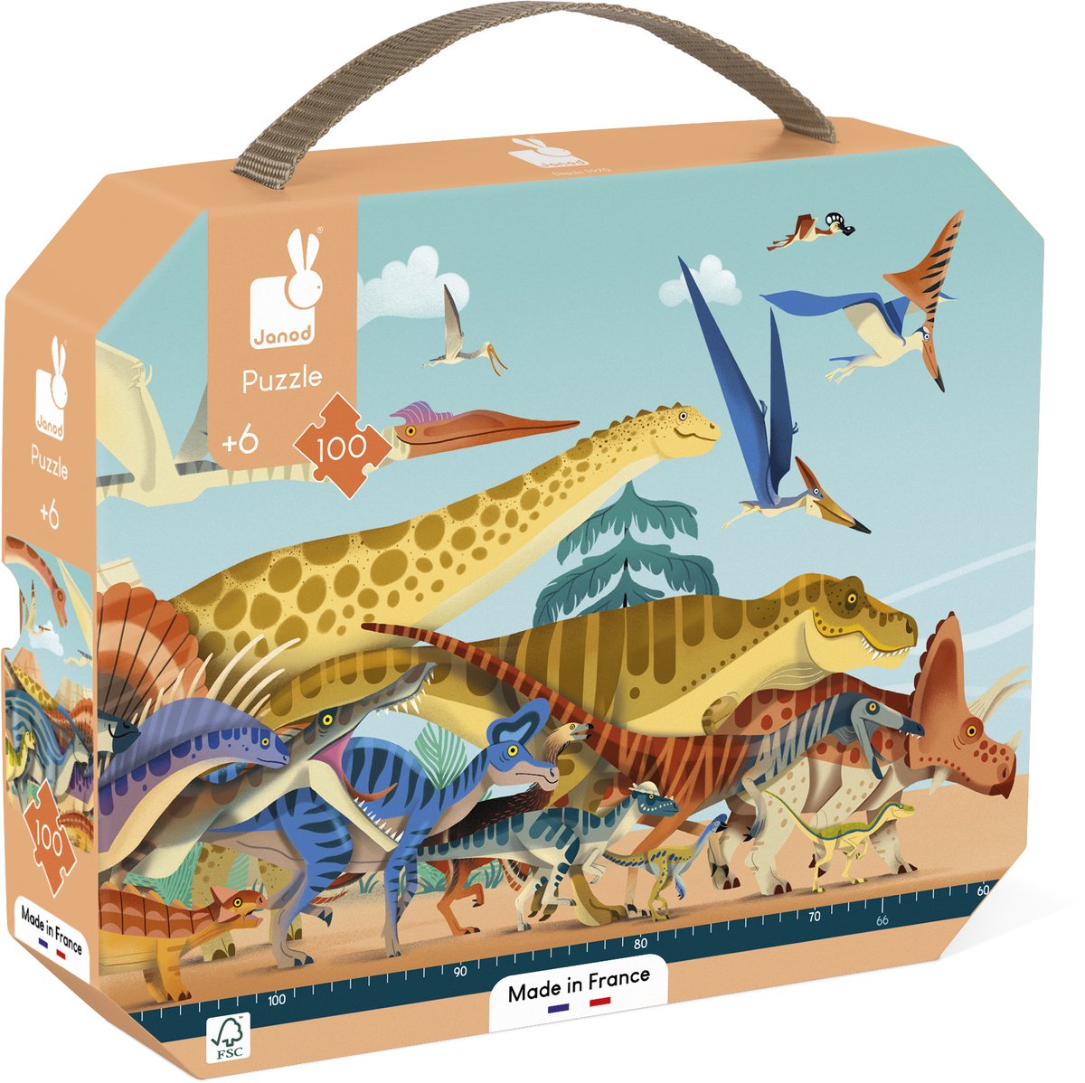 Janod - dino - panorama - rompecabezas de dinosaurios 100 piezas