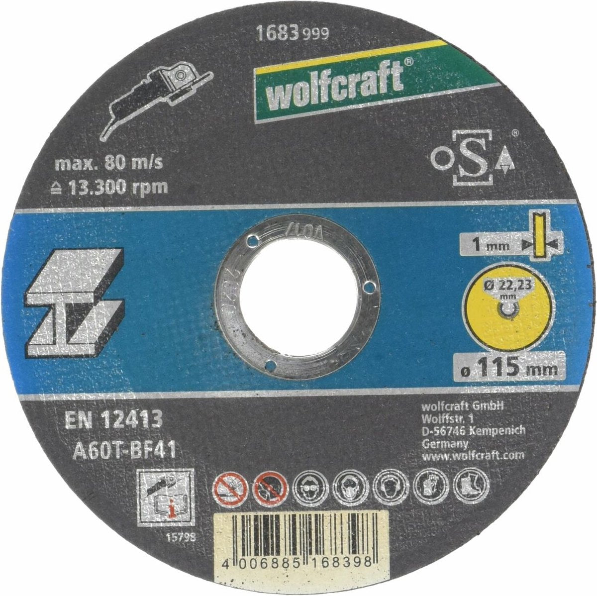 Wolfcraft - disco da taglio per metallo 115 mm - extra sottile 1 mm - 1683999