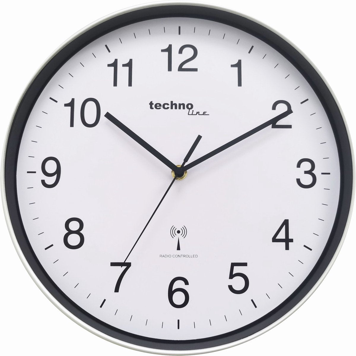 Technoline wt 8030 - reloj de pared - analógico - redondo - estructura de plástico - cristal mineral - indicación de la hora radiocontrolada - color plateado