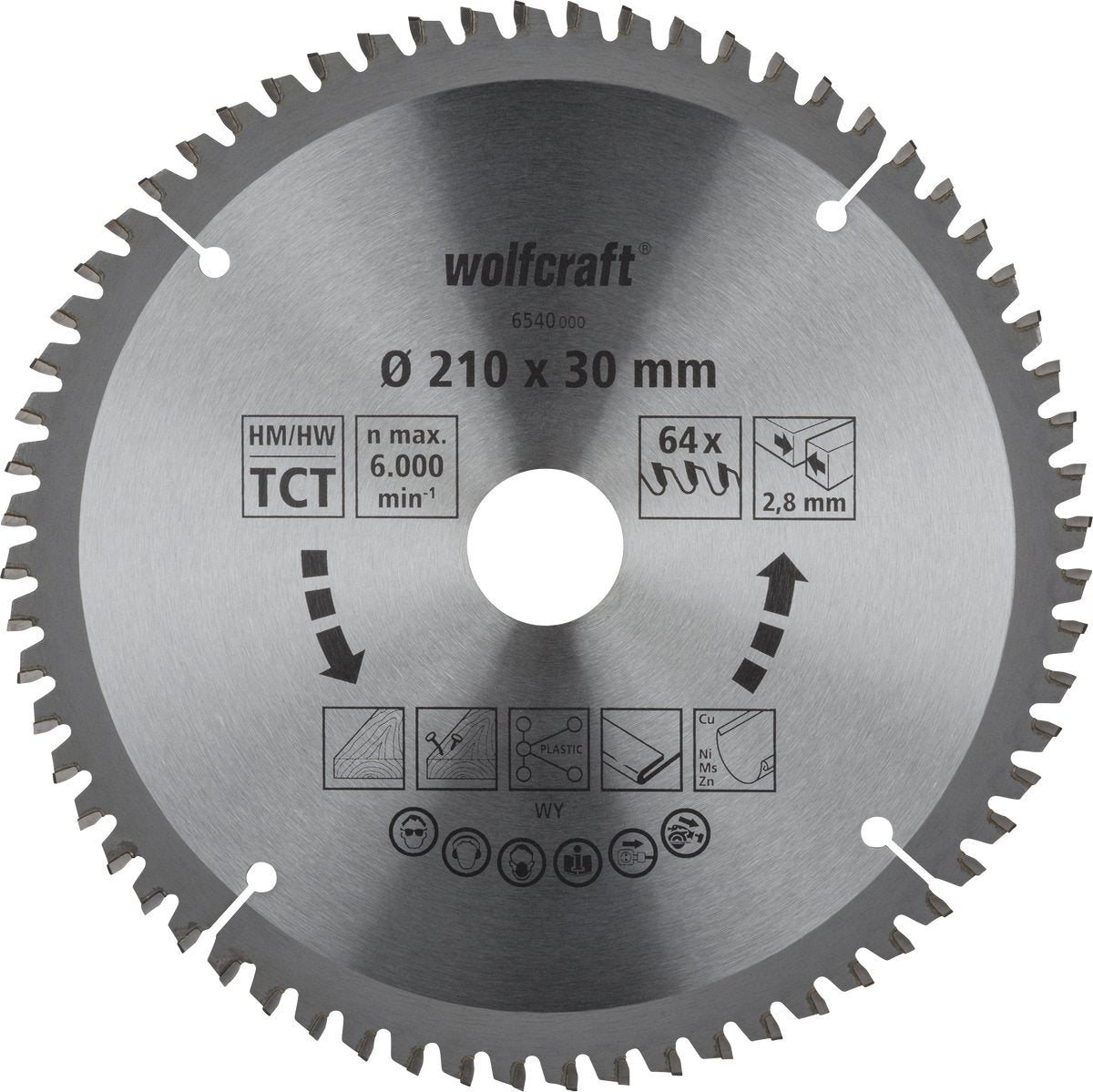 Wolfcraft - lama da sega 210x30mm per troncatrice - 64 denti - per troncatrice - 6540000