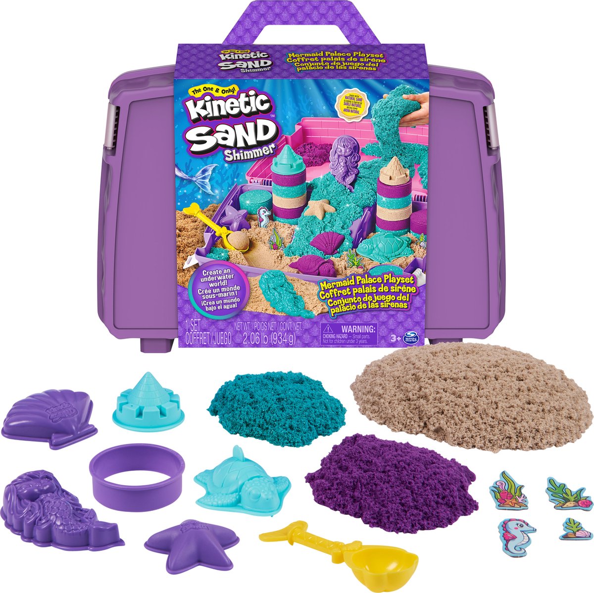 Kinetic Sand shimmer – custodia a sirena – 907 g originale in 3 colori con 6 forme e 1 misurino