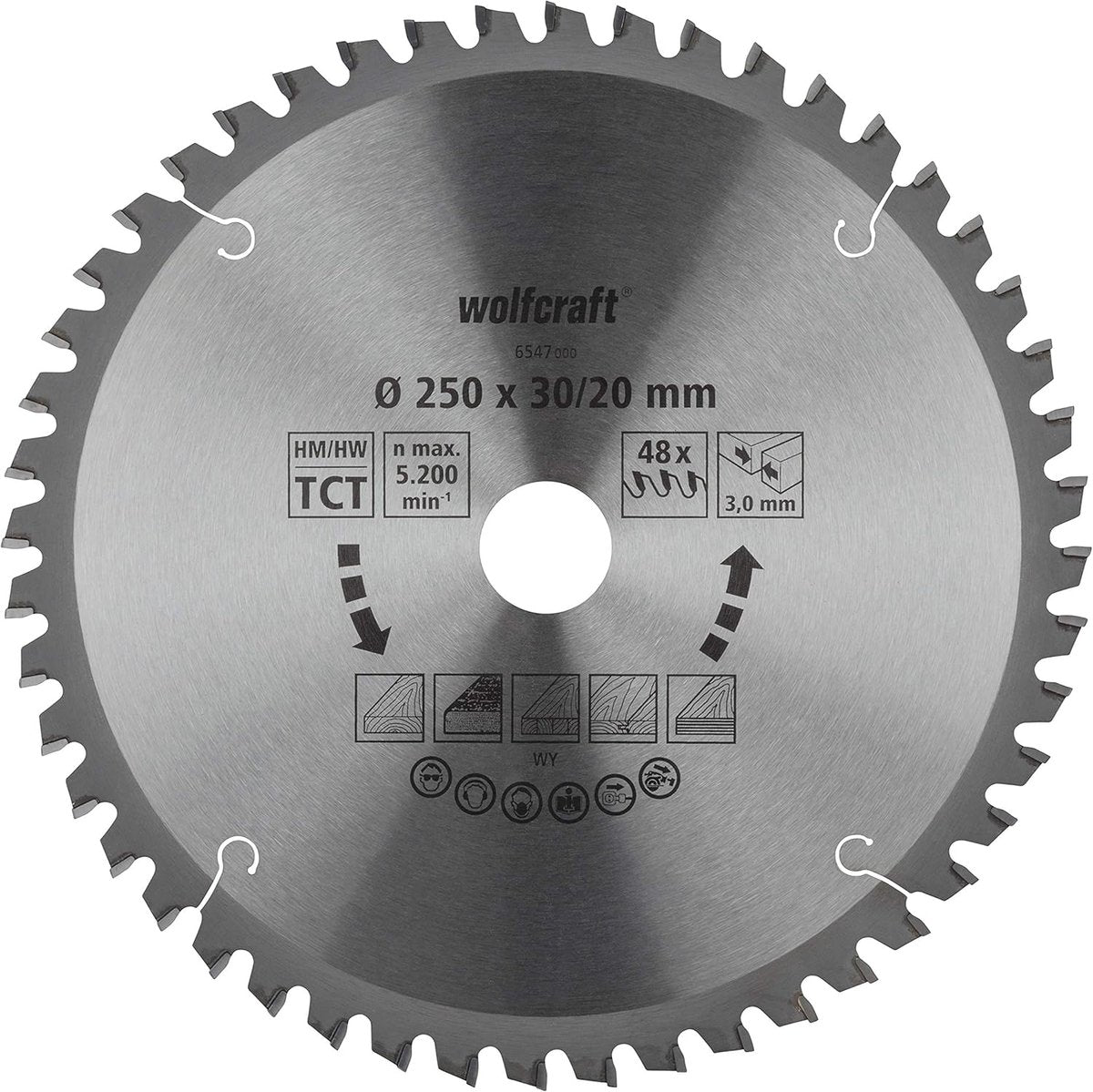 Wolfcraft - lama 250x30mm per troncatrice - 48 denti - troncatrice - serie arancione - 6547000