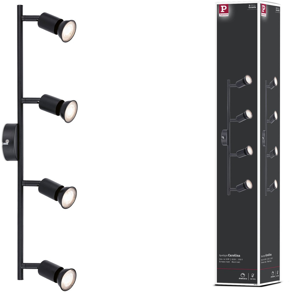 Foco paulmann carolina gu10 230v máx. 4x10w regulable negro mate