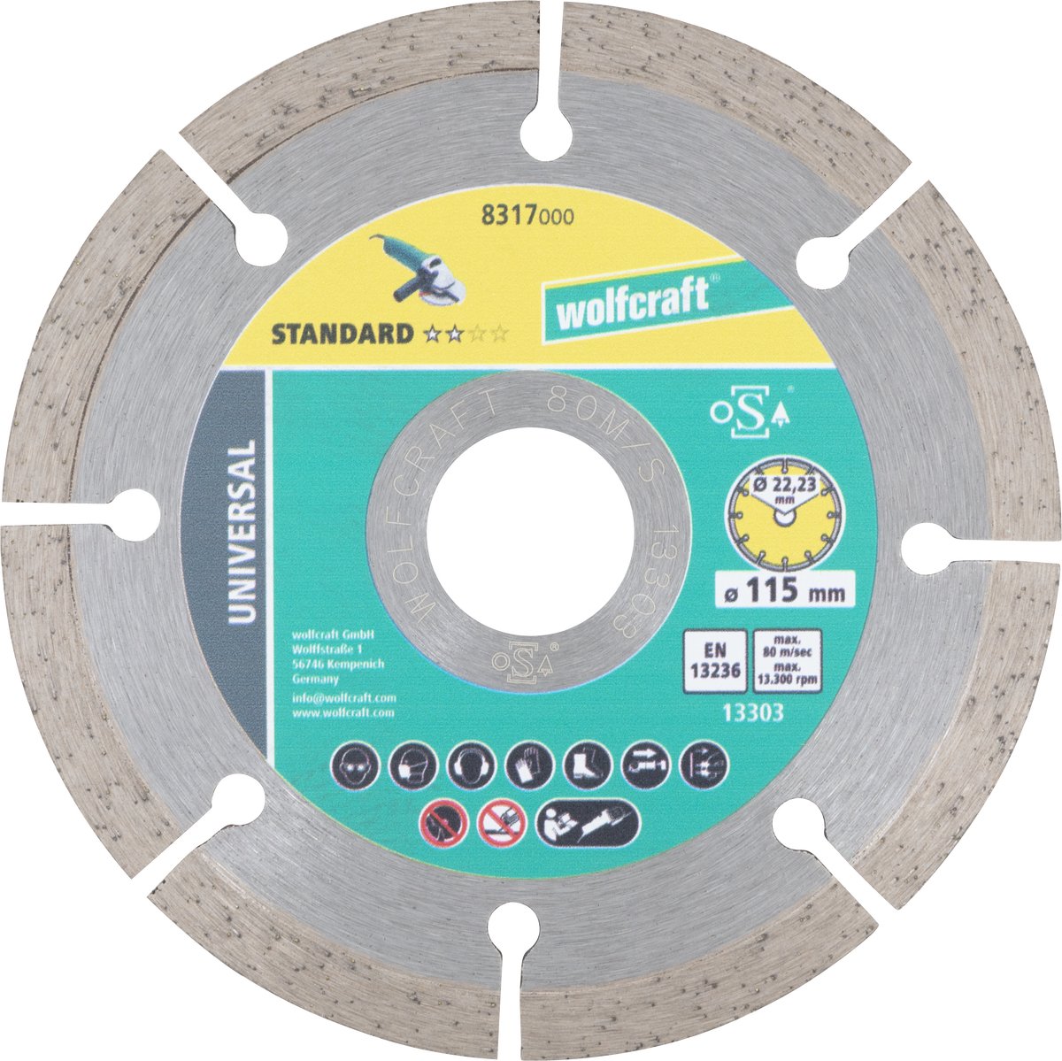 Wolfcraft - diamond cutting disc - universal cutting disc - ø 115 mm - 8317000