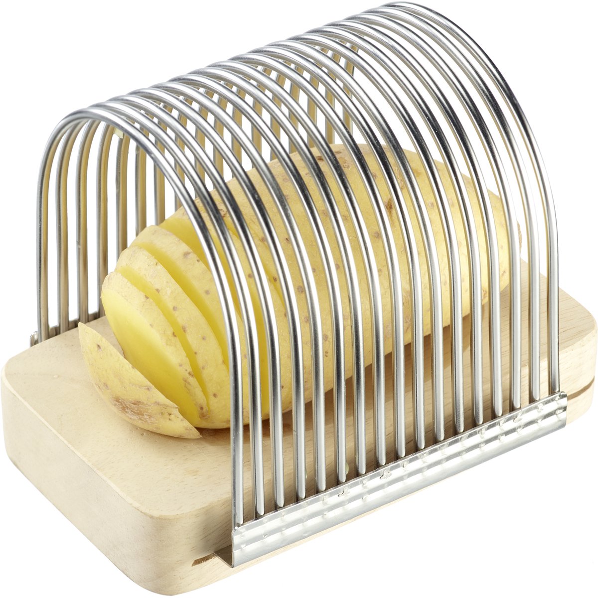 Westmark aardappel snijhulp, 14 x 9.3 x 10.3 cm, rvs, hout, 10722260