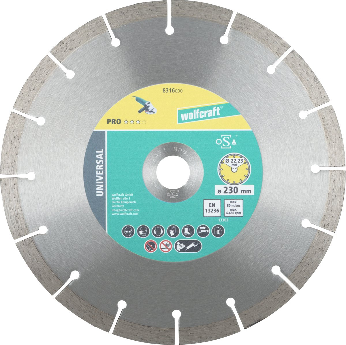 Wolfcraft - disco da taglio diamantato pro universale - ø 230 mm - disco da taglio diamantato - 8316000