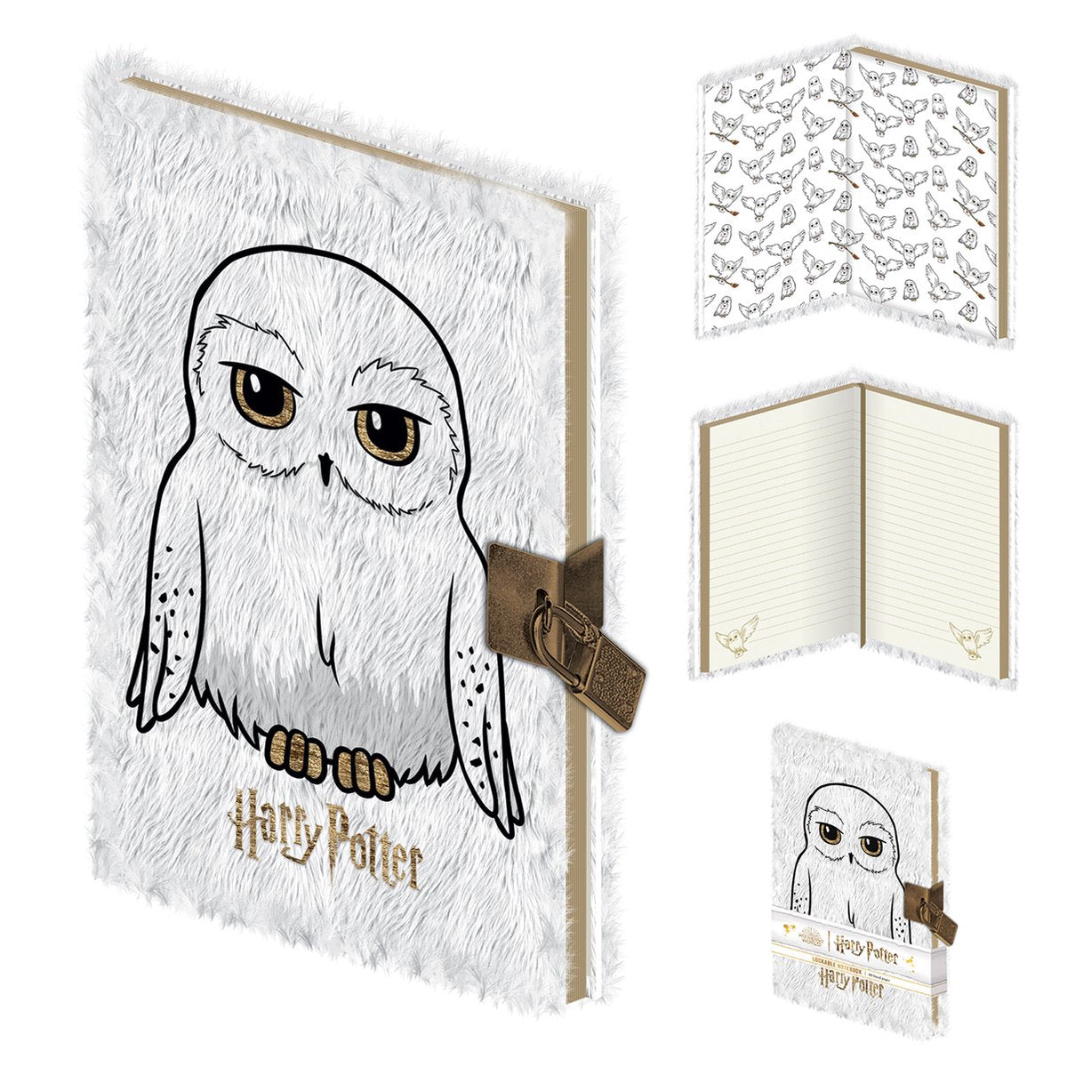 Harry potter hedwig unisex notebook - wit goudkleurig - standard