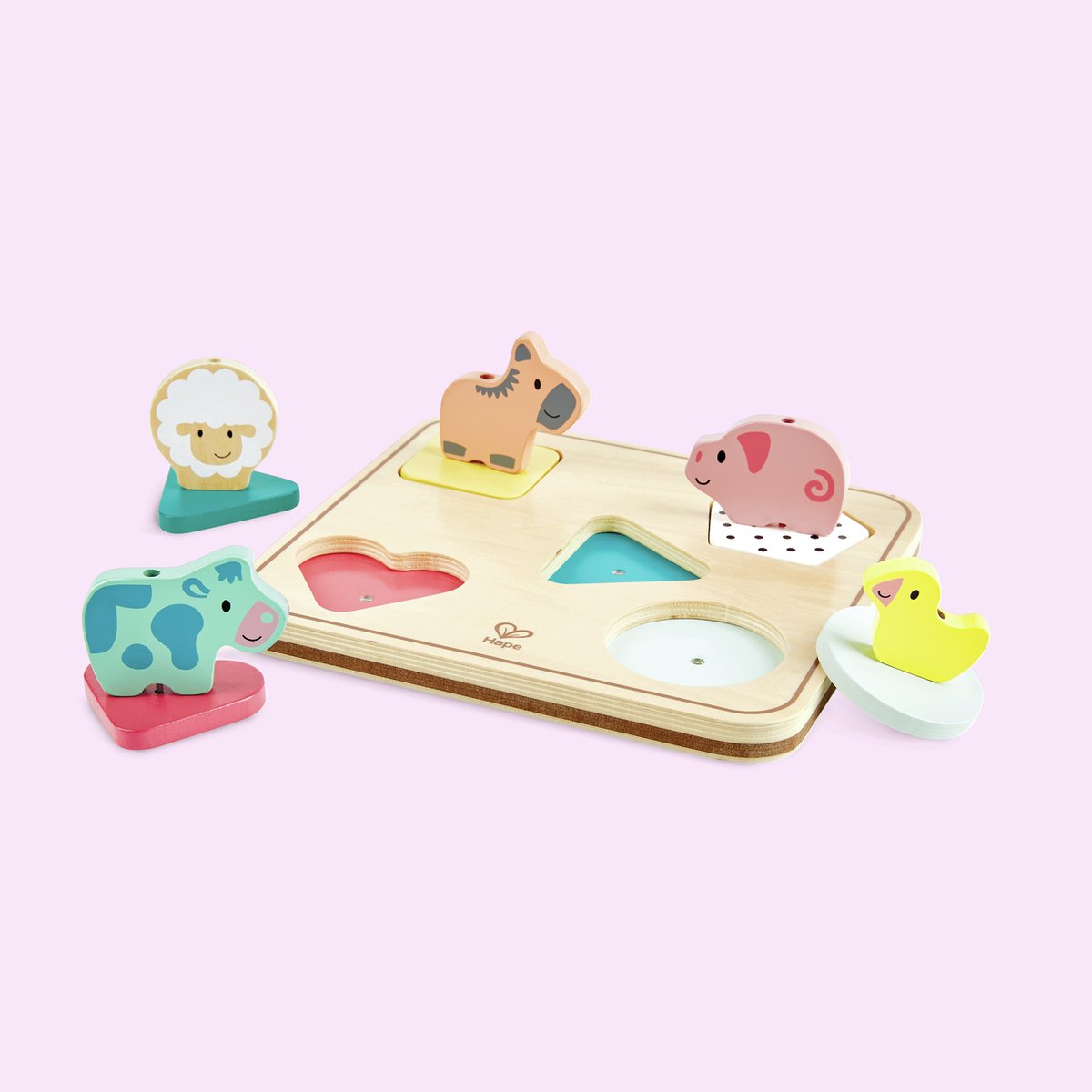 Rompecabezas con sonidos de animales de la granja Hape – Puzzle de madera con sonidos de animales, 12 piezas, a partir de 18 meses