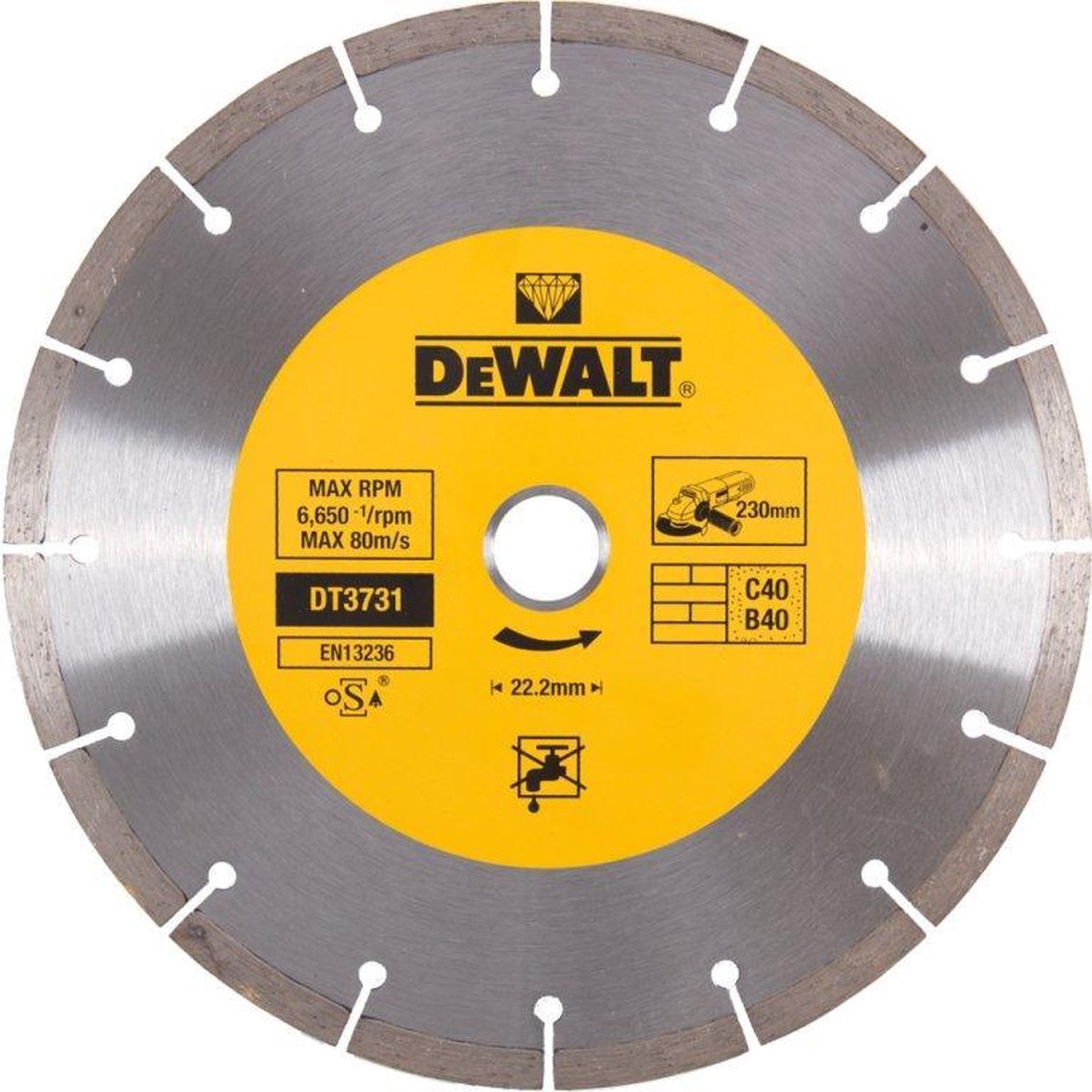 Disco diamantato Dewalt segmentato 230mm dt3731-qz - dt3731-qz